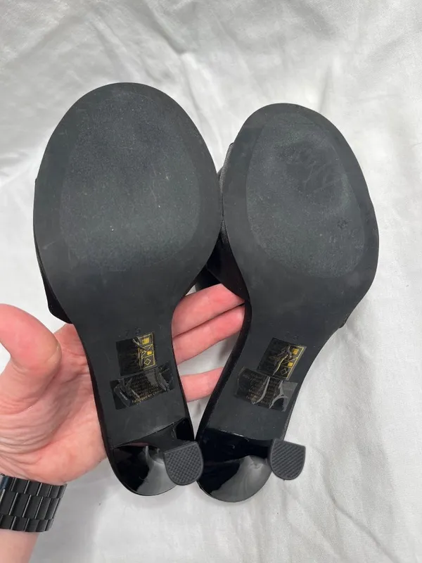 Jeffrey Campbell Black Satin Bow Peeptoe Heels Womens Size 7.5 - Image 7