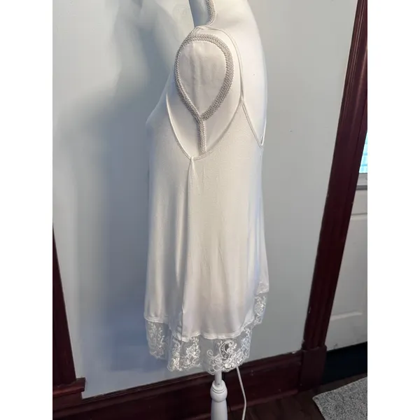 Altar'd State White Lace Hem Camisole Tank Top Womens Medium D11405 Boho Scoop - Image 3