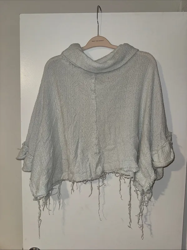 We The Free Pale Light Blue Gray Open-Knit Sweater - Image 6