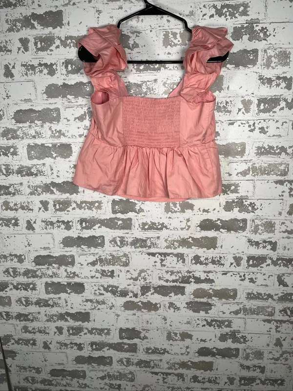 Abercrombie & Fitch | women pink vneck cap sleeve crop blouse - Image 8