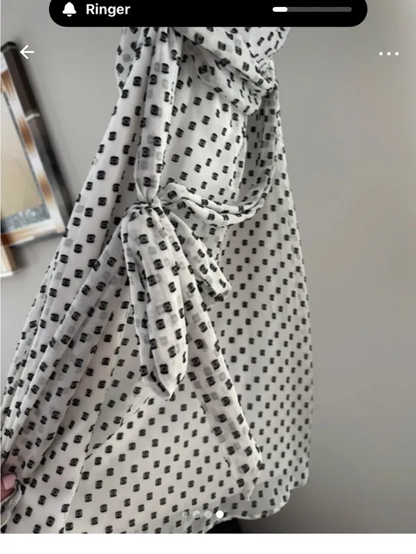 Express White Strapless Dress with Black Dot Print - Image 4