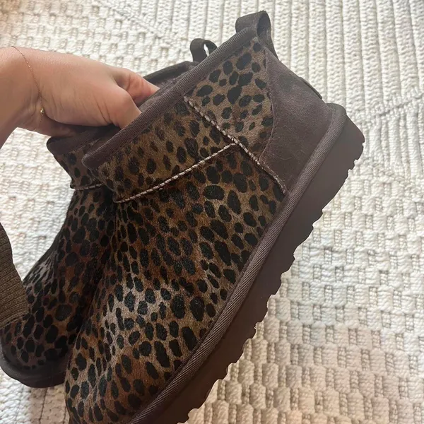 UGG Classic Ultra Mini Caspian Genuine Calf Hair Boots in Burnt Cedar - Image 3