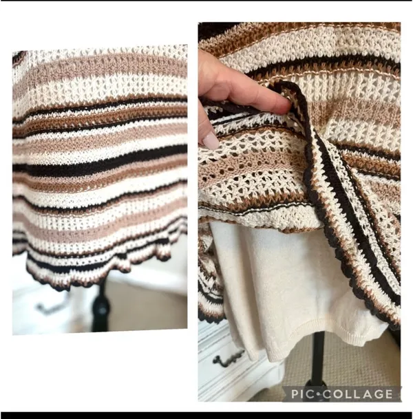 American Eagle Crochet Knit Mini Dress Dusty Stripe Boho Beach Cover-Up Size M - Image 4