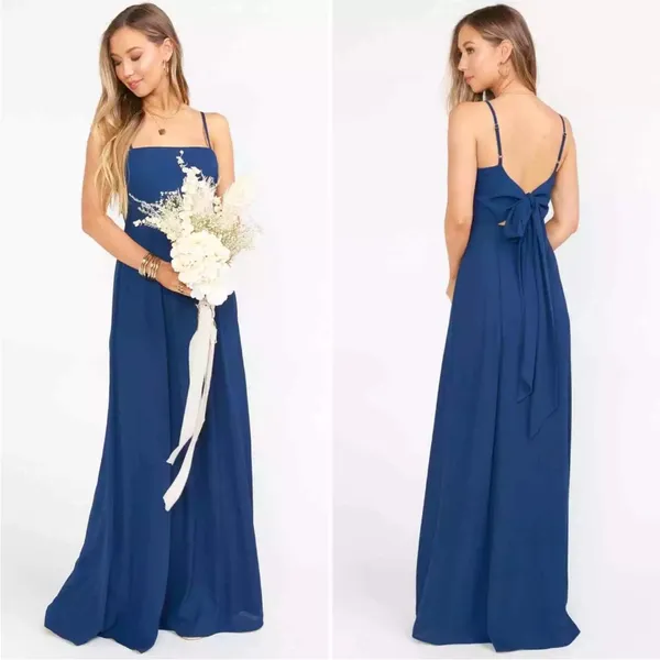 Show Me Your Mumu‎ Lauren Tie Maxi Dress Navy Women's Large NEW $188 - Image 2