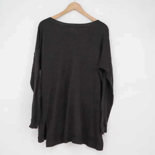 Old Navy Sweater Womens L Tunic Charcoal Grey Boat Neck Side Slit Excellent - Image 4