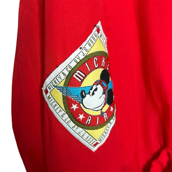 Vintage Red Mickey Mouse Air Flight Jacket Size Medium 1970s Zip Up Pockets - Image 9