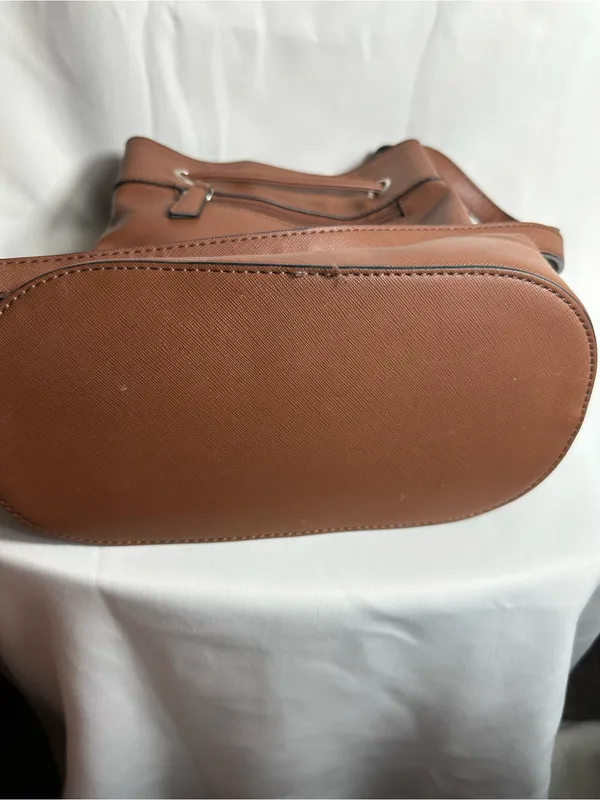 CHAPS Dresden Classic Brown Drawstring Bucket Shoulder Purse - Image 4