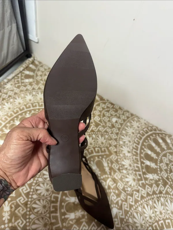 a new day Dark Brown Suede like Pointed Slingback Heels - Image 6