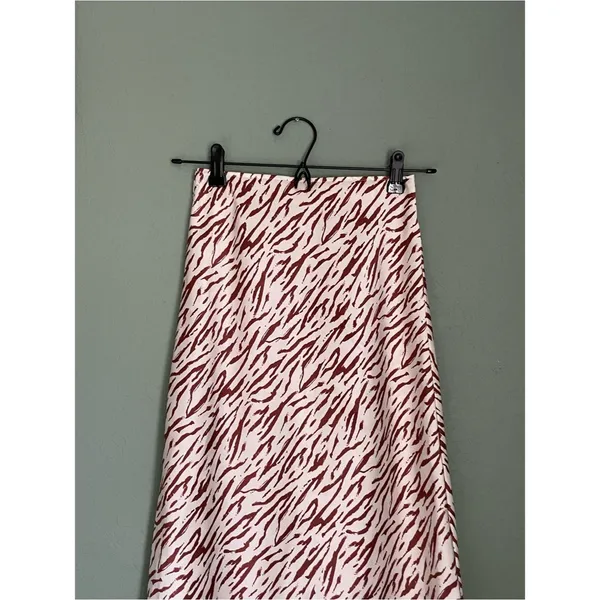 Abercrombie & Fitch Satin Midi Skirt Size XXS Abstract Cream Brown Tree Branches - Image 4
