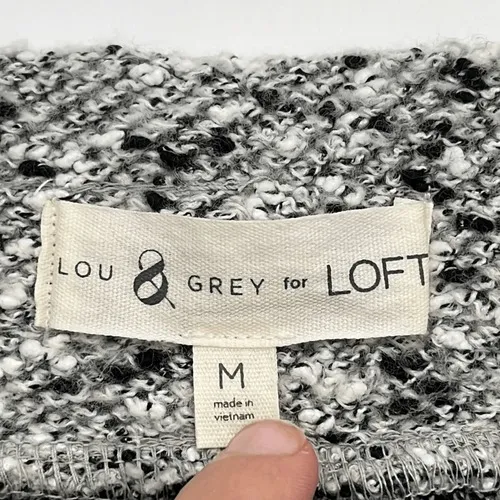 LOU GREY for LOFT Skirt Medium Black White Gray Tweed Pencil Mini‎ Drawstring - Image 5