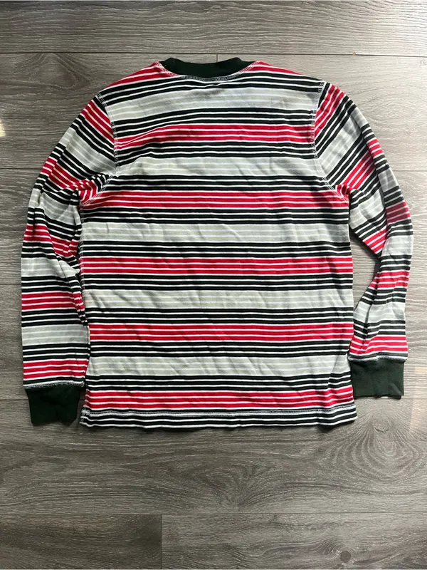 Pact Green Red Striped Long Sleeve Crew Neck 100% Cotton T Shirt Size M Classic - Image 2
