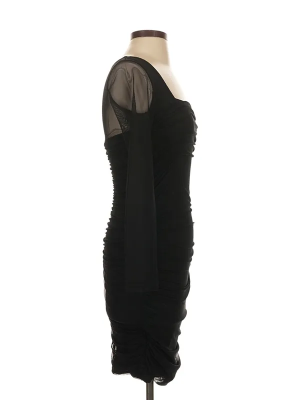 Princess Polly Charvi Black Ruched Mesh Mini Dress Size 4 Indie Y2K Party - Image 5