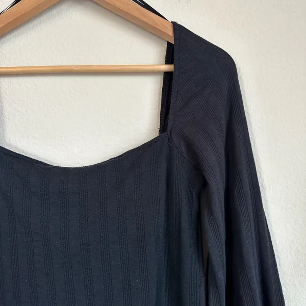 Free People Black Square Tie Neck Blouse - Image 12