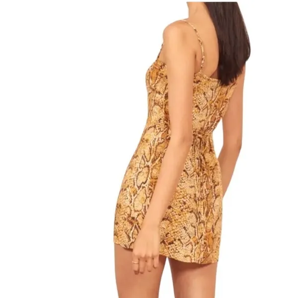 REFORMATION Vivette Snakeskin Mini Dress Medium - Image 4
