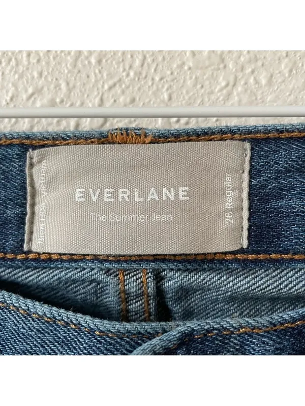 Everlane The Summer Jean Size 26 Regular Medium Wash Distressed Cotton Casual - Image 4
