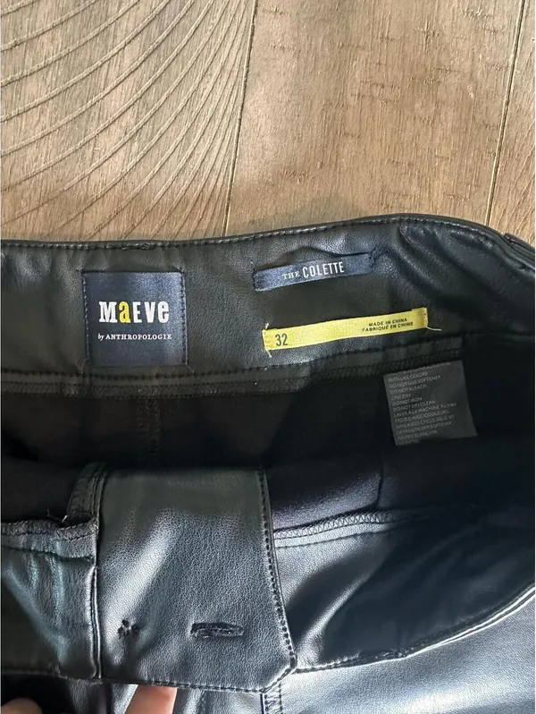 Anthropologie Maeve The Colette Black High Rise Faux Leather Shorts Women’s 32 - Image 7