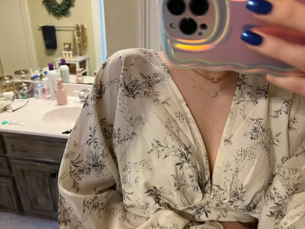 These Three Boutique Balloon Sleeve Tie back Top - Image 2
