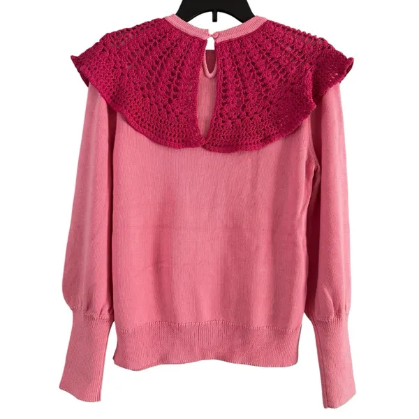 NWT Tuckernuck Mixed Berry Pink Crochet Bettina Sweater Size Medium - Image 3