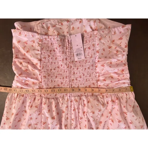Wild Fable NWT Pink Floral Strapless Midi‎ Dress Smocked XL Cottagecore Soft Girl Romantic - Image 9
