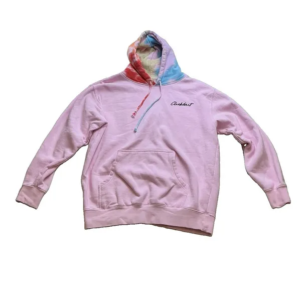 Clickbait Pink Tie Dye Hooded Pullover Hoodie Sweatshirt Women's Size L - Image 7