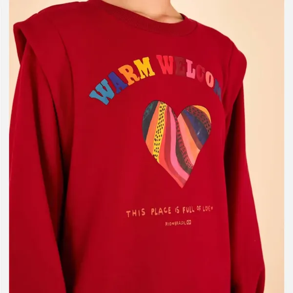 Farm Rio X Anthropologie Warm Welcome Sweatdress Sweatshirt Dress Burgundy Red - Image 6