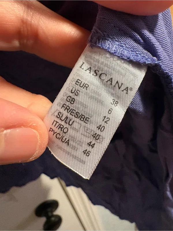 Lascana Tiered Mini Dress Women 6 Blue V-Neck Open Tie Back Short Sleeve NEW - Image 3