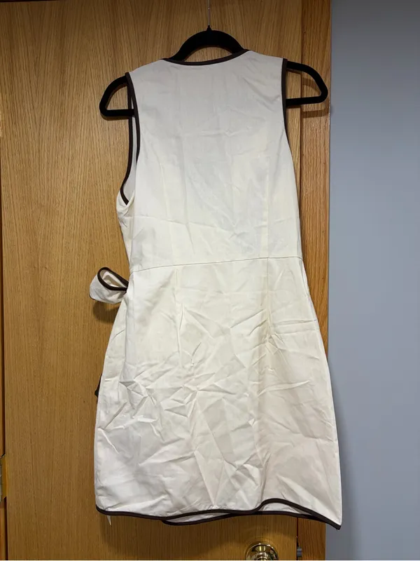 Commense Linen Blend Contrast Trim Wrap Dress - Image 2