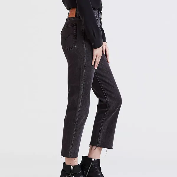 Levis Premiums Wedgie Washed Black‎ Raw Hem Crop Denim Jeans - Image 2