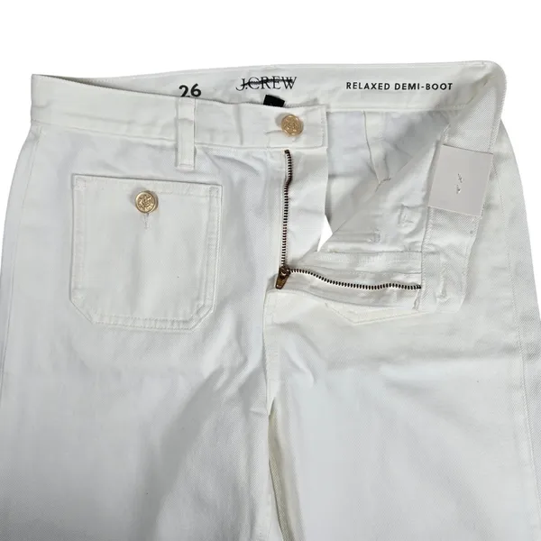 J. Crew Sailor mid-rise relaxed demi-boot jean in‎ white 26 BZ728 NWT - Image 4