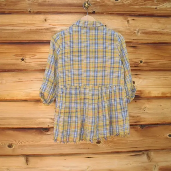 Plaid Embroidered Flannel Shirt Top - Image 6
