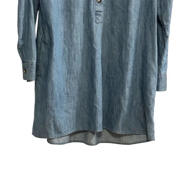 Ann Taylor LOFT Women's M Blue Denim Long Sleeve Tunic‎ Dress Short Side Pockets - Image 13