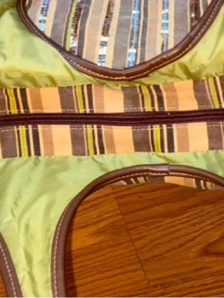 Striped Sequin Accent Striped Tote Bag Brown - Image 4