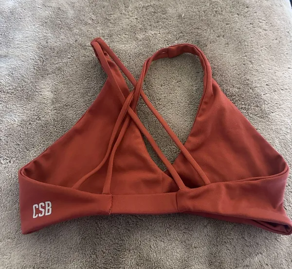 Crop shop boutique brown minimal skinny strap bra - Image 2
