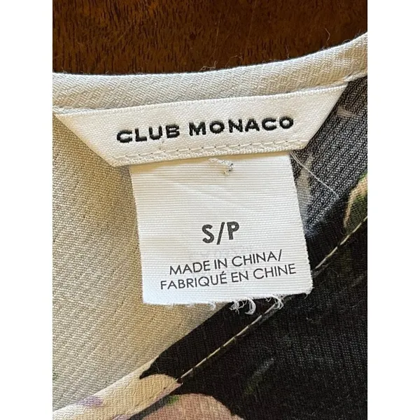 Club Monaco White Floral Print Puff Bell Sleeve Crew‎ Neck Blouse Size S - Image 7