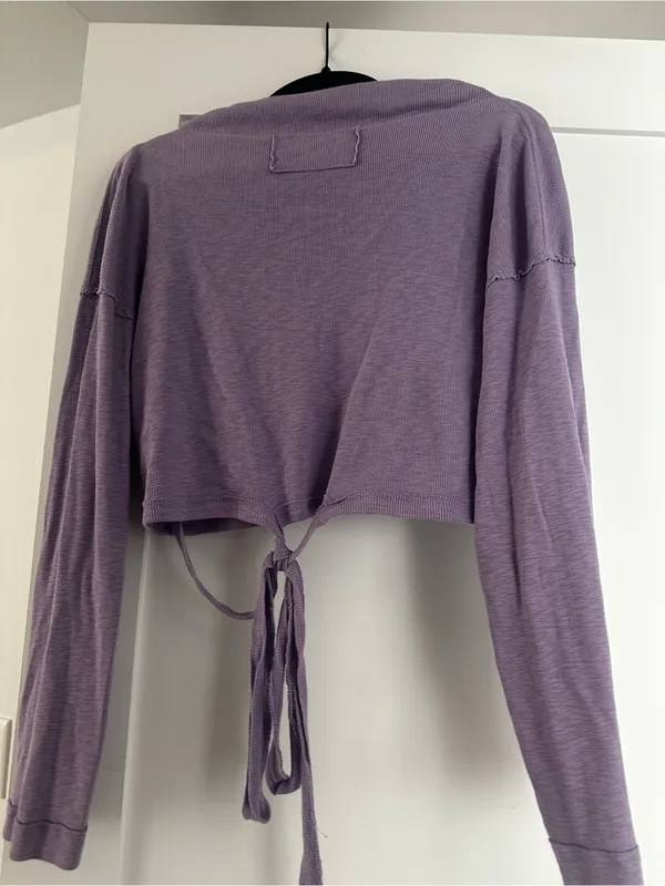 We The Free Lavender Ribbed Cropped Tie-Back Top - Image 2
