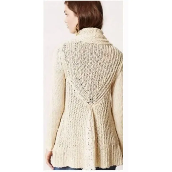 Anthropologie Knitted & Knotted Siretta Cotton Blend Beige Women’s Cardigan XS - Image 9