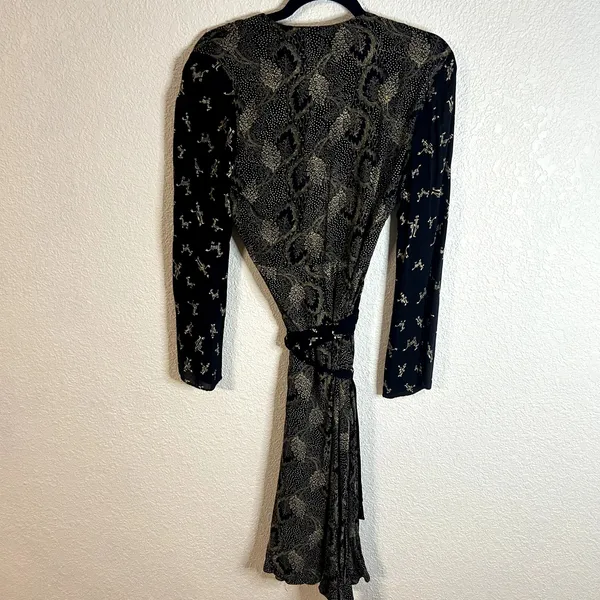 Vintage Sharon Rothfeld Sharon's World Wrap Dress Womens Size 11/12 Navy Silk - Image 7