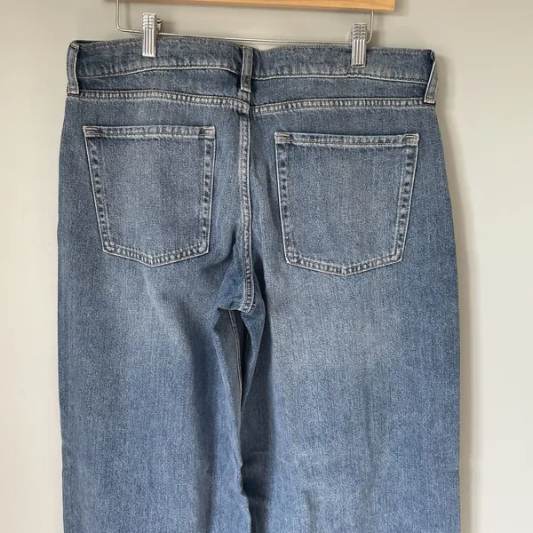 Old Navy Low Rise Baggy Wide Leg Denim Jeans Pants Cotton Blend Blue Size 12 - Image 4