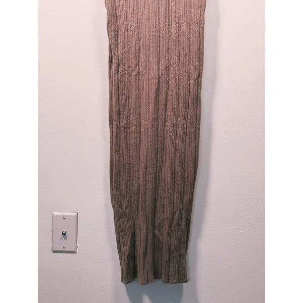 Abercrombie & Fitch Sleeveless Ribbed Knit Maxi Dress M Tan Minimal Old Money - Image 10