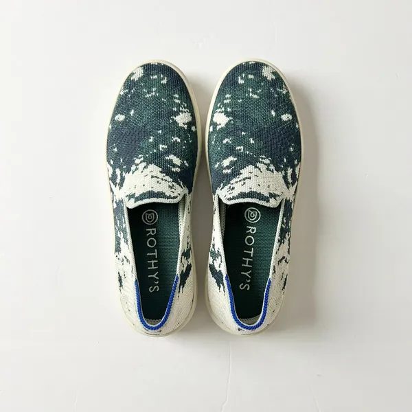 NEW Rothy's The Sneaker Sea Green Shibori Slip On Washable Shoes Size 6 - Image 6