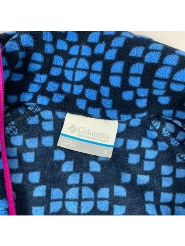 Columbia Sportswear Womens Small Blue Geometric Fleece Pullover Jacket Full Zip - Image 5
