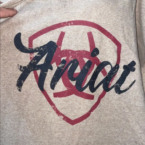 Ariat Tan Hoodie with Red Emblem size medium soft hoodie women workwear western - Image 2