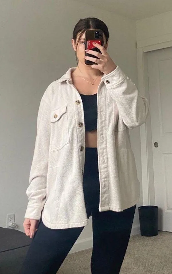 Fleece Neutral Jacket Tan Size L - Image 2