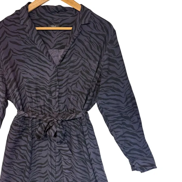 Rails Callan Charcoal Tiger Striped Belted Jumpsuit Wide Leg‎ Cropped Chic L - Image 4