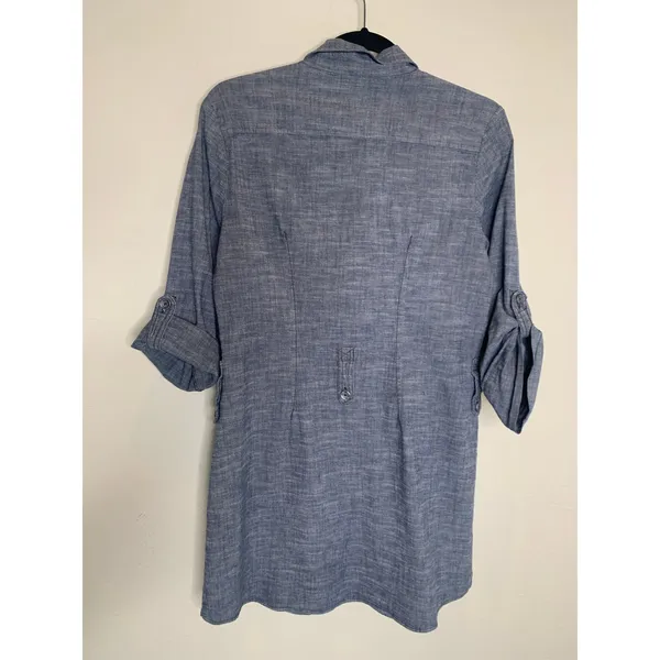 fei Chambray Denim Shirt Long Tunic Sz Large Preppy Casual Western - Image 9