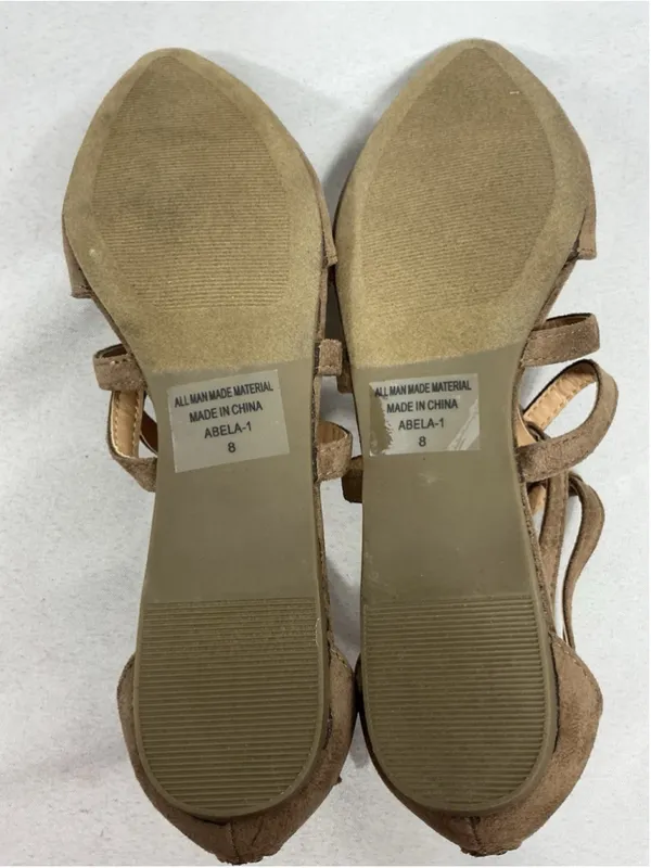 Womans New Betani Abela Dressy Strappy Ballet Flats Size 8 Taupe Back Zip - Image 6