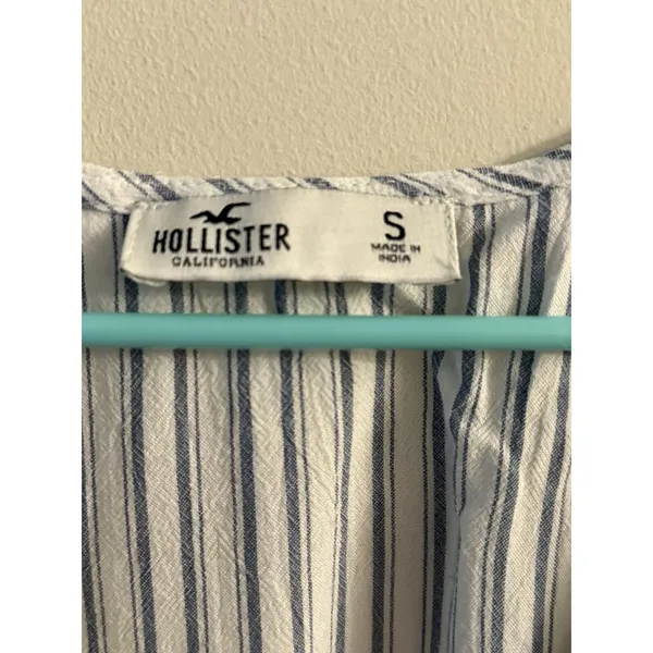 Hollister Coastal Striped Stripe Long Sleeve‎ Cross Over Crop Top Women's Size S - Image 3