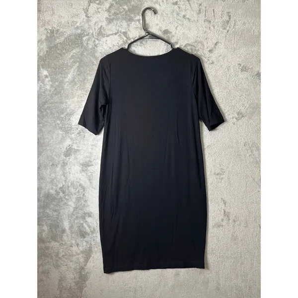 Eileen‎ Fisher Black V-Neck Shift Dress Short Sleeve Minimalist Capsule Size XS - Image 3