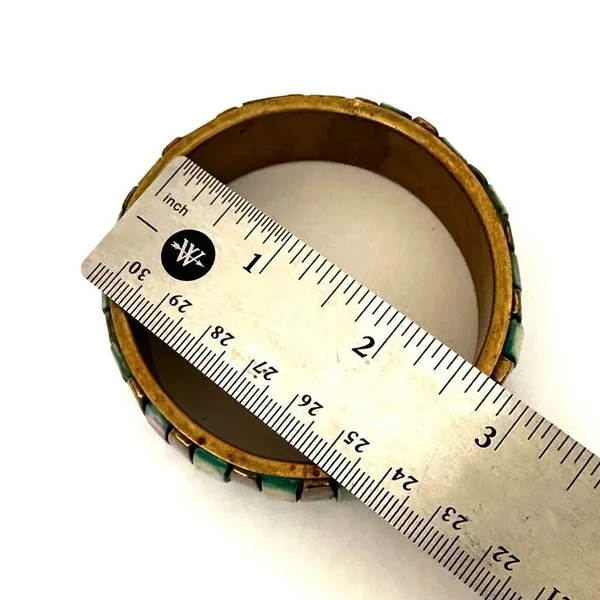 Brass inlay bangle bracelet - Image 5
