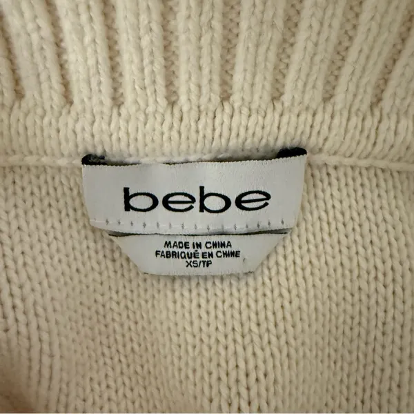 Bebe Off the Shoulder Cable Knit Sweater Dress - Image 3